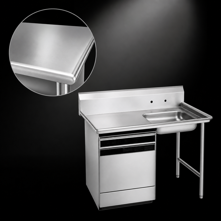 Product image #3 for Advance Tabco Undercounter Dish Table with Right-Side Sink Bowl, 72 x 30 Inch