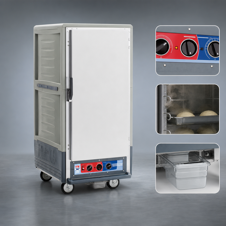 Product image #3 for Metro C5 3 Series Moisture Heated Holding & Proofing Cabinet, 3/4 Height, Gray Insulation Armour, Universal Wire Slides