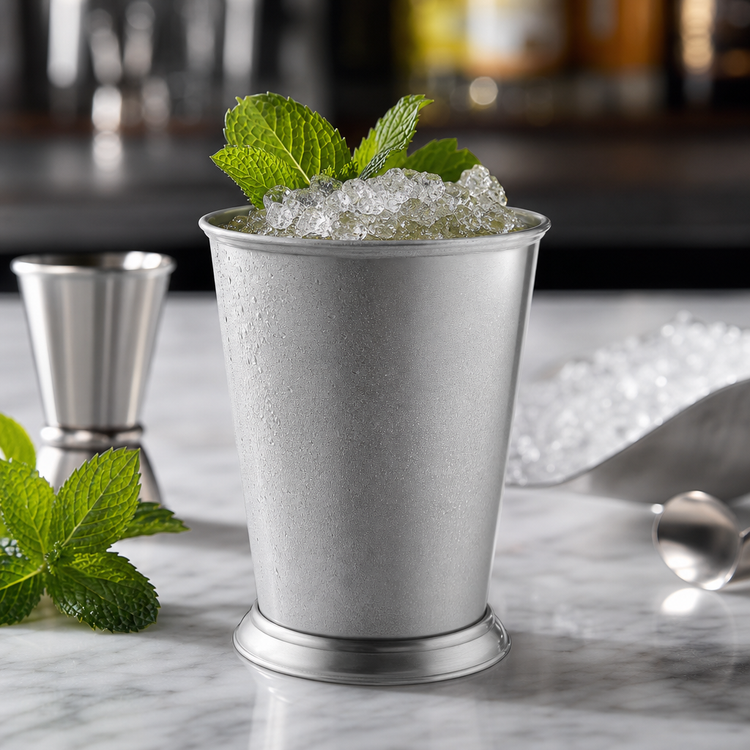 Product image #3 for American Metalcraft 14 oz. Brushed Stainless Steel Round Mint Julep Cup