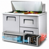 Thumbnail image #3 for True 48-Inch Two-Section Refrigerated Sandwich/Salad Prep Table with 1 Door, 2 Drawers and 18 Top Pans