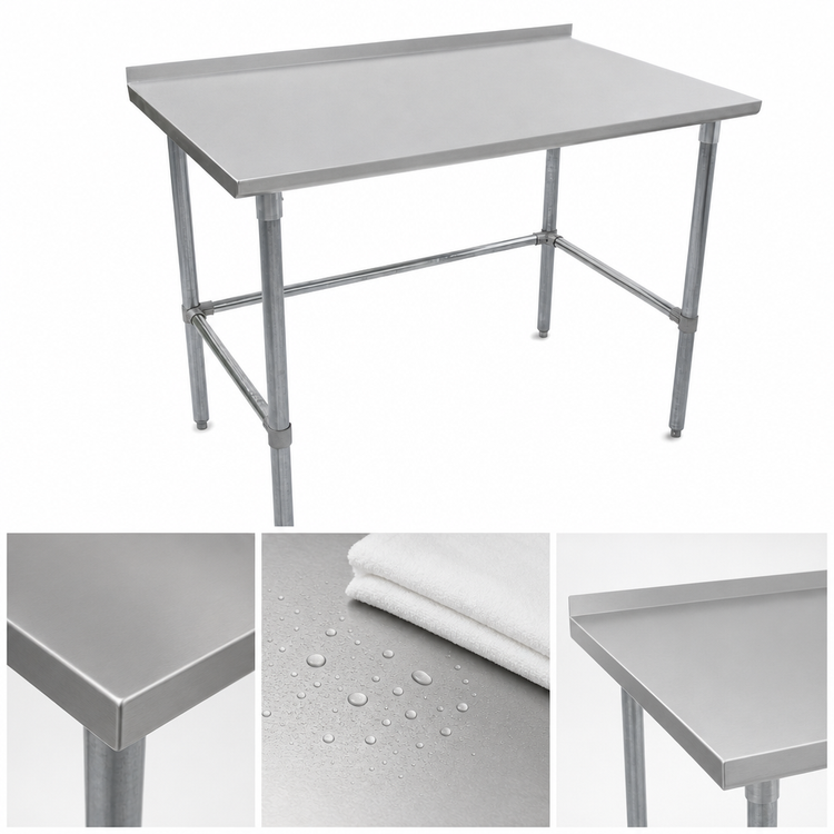 Product image #3 for John Boos Stallion 84-Inch x 36-Inch 14-Gauge 300-Series Stainless Steel Work Table with Rear Up-Turn and Galvanized Base