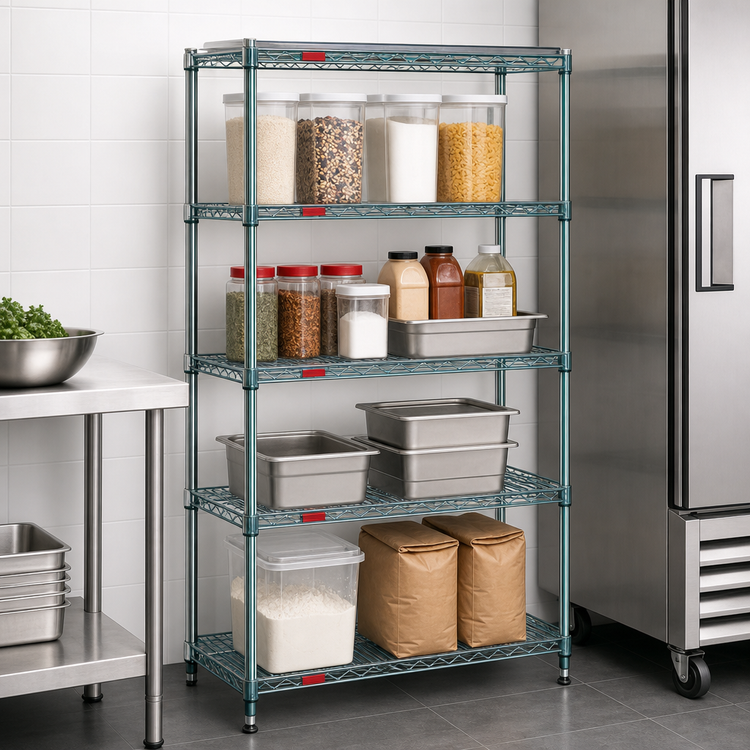 Product image #3 for Eagle Group Valu-Gard 4-Tier Stationary Starter Wire Shelving Unit, 30" x 21" x 63"