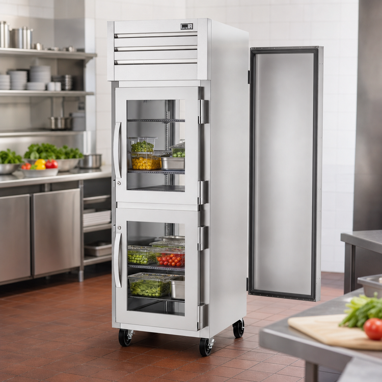 Product image #3 for True SPEC SERIES 1-Section Pass-Thru Reach-In Refrigerator with 2 Half Glass Front Doors and Solid Rear Door