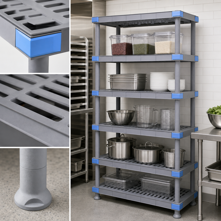 Product image #3 for Millenia 5-Shelf Stationary Polymer Shelving Starter Unit, 42W x 24D x 86H, Gray