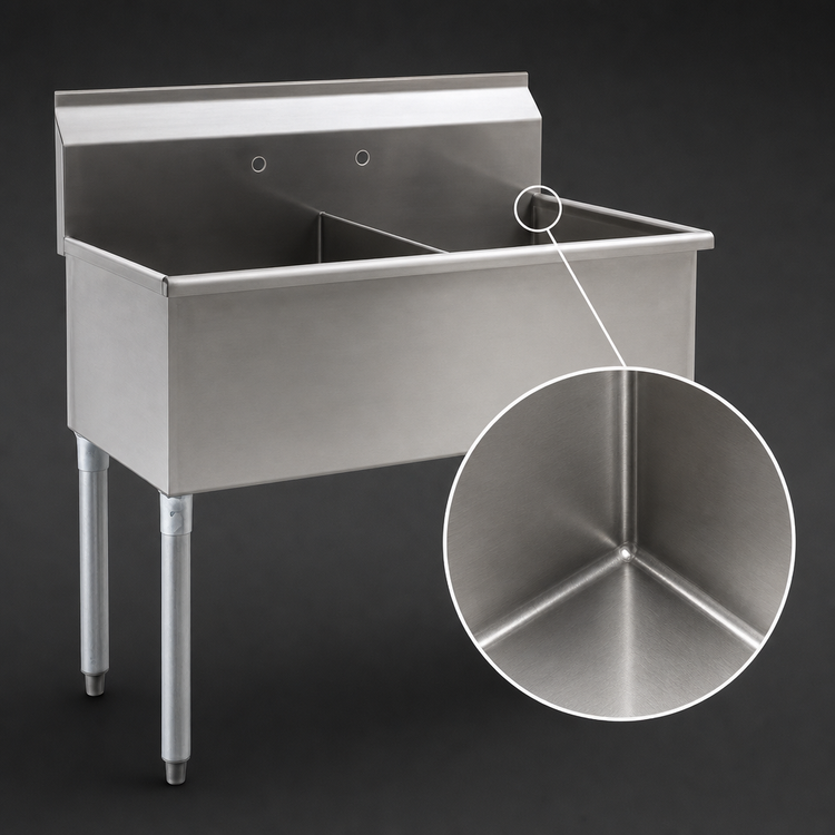 Product image #3 for Eagle Group Two-Compartment Utility Sink, 37-3/8" W x 25" D, 16-Gauge 430 Stainless Steel