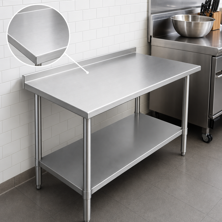 Product image #3 for Duke 30 x 24 Inch Corner Stainless Steel Work Table with 1-1/8 Inch Riser and Galvanized Undershelf