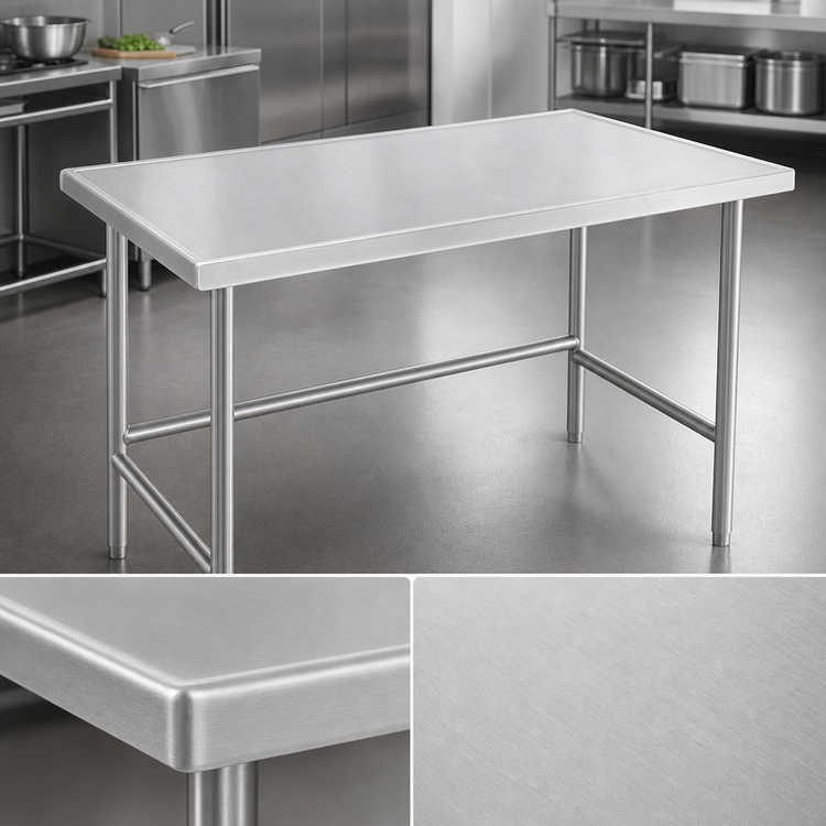 Product image #3 for Advance Tabco 60" x 48" 14 Gauge 304 Stainless Steel Flat Top Work Table with Countertop Edge