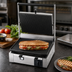 Thumbnail image #3 for Eurodib Single Countertop Panini Grill with 14.5 x 10 in Ribbed Top and Flat Bottom Cast Iron Plates