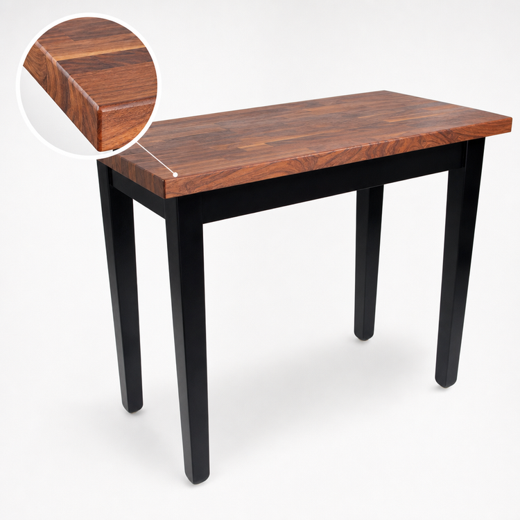 Product image #4 for John Boos Blended American Black Walnut Wood Top Work Table, 36 x 25 x 34-3/4 Inches, 1-1/2 Inch Edge Grain Top, Oil Finish, Painted Wood Base, Tapered Legs