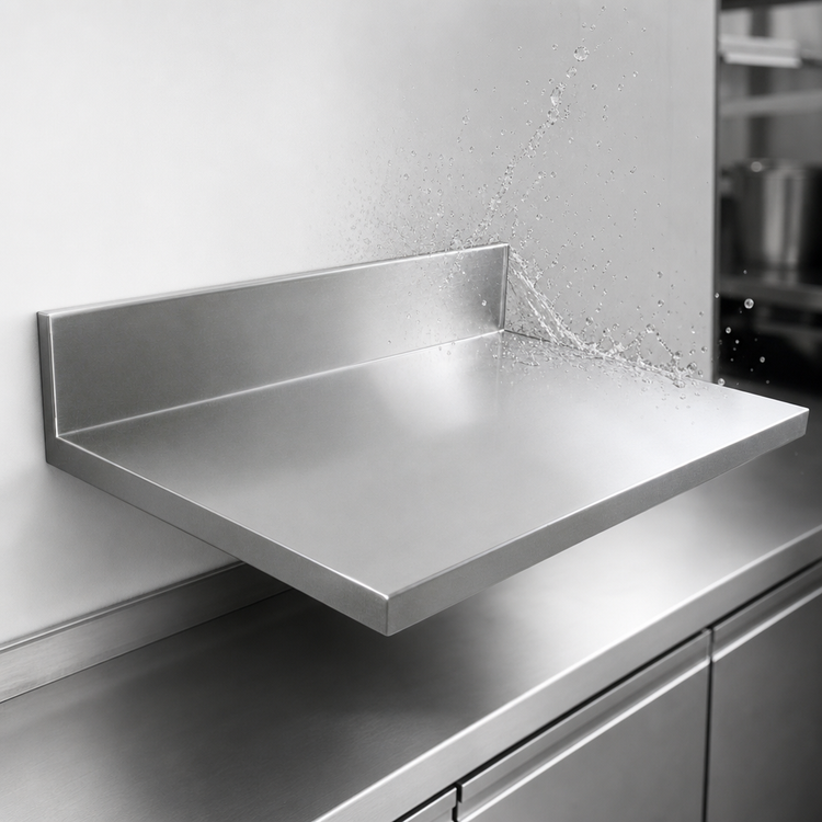 Product image #3 for John Boos Stainless Steel Countertop with 6-Inch Boxed Backsplash, 96 x 30 x 1-1/2 Inches