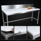 Thumbnail image #3 for John Boos TC006A 108 x 24 Inch Trimming Table with 3/4 Inch Reversible Poly Top, 6 Inch Removable Backsplash, Stainless Steel Base