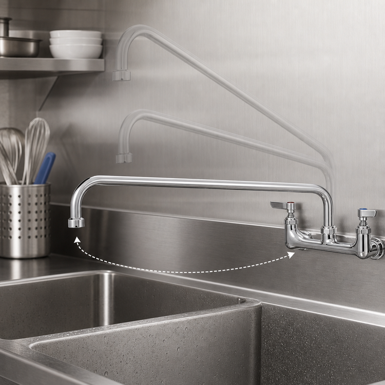 Product image #3 for T&S Brass B-0230-M Wall-Mount Sink Mixing Faucet with 18-Inch Swing Nozzle and 8-Inch Centers