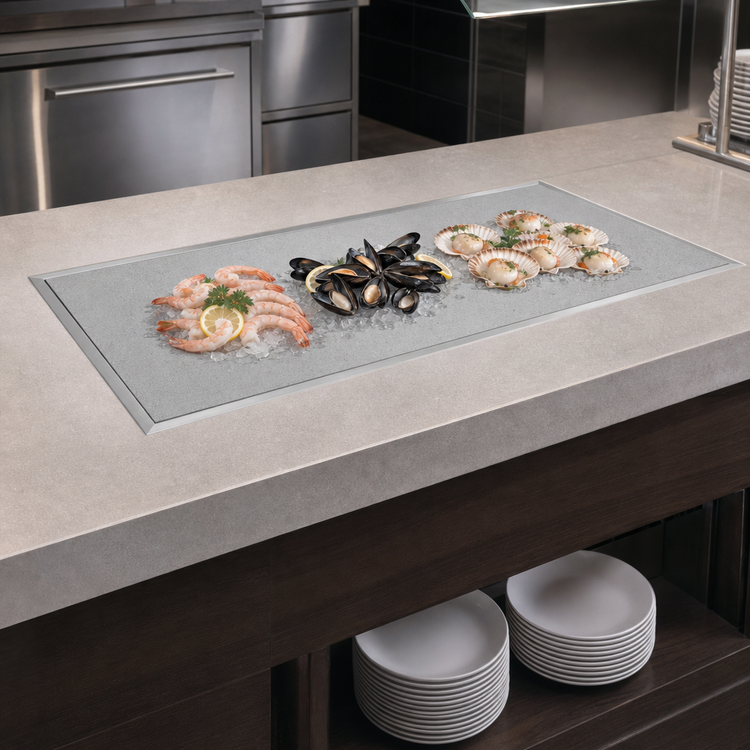 Product image #3 for Hatco Cold Simulated Stone Built-In Flush Top Remote Refrigerated Shelf, 24" x 19.5" Surface