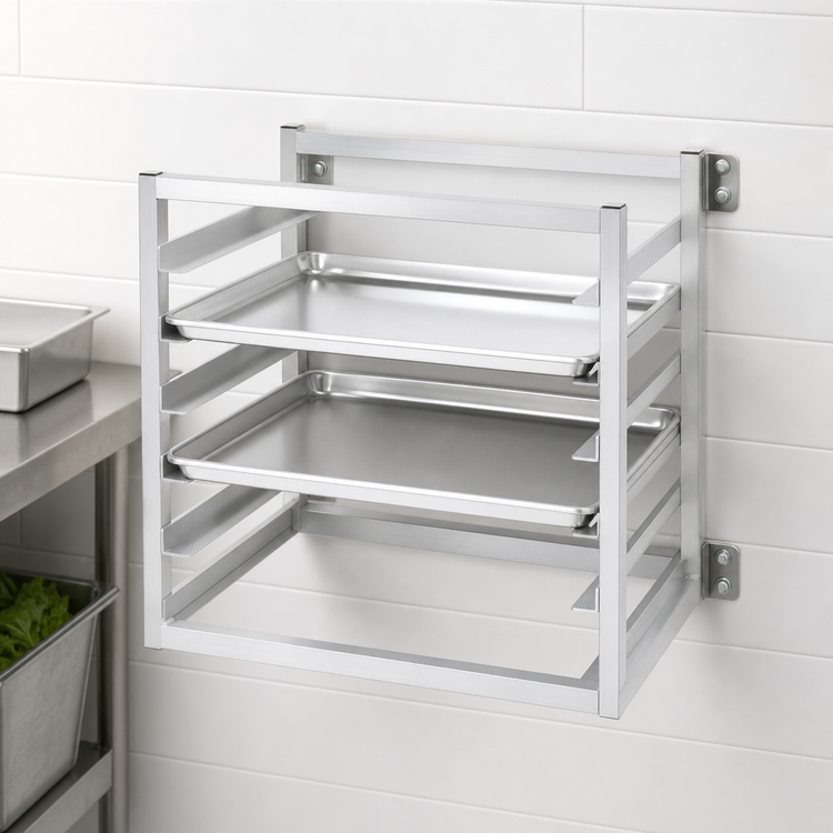 Product image #3 for Channel Manufacturing AWM-5 Wall-Mounted Aluminum Sheet Pan Rack for 5 Half-Size Pans
