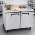 Thumbnail image #3 for Atosa 48.3-Inch Two-Section Reach-In Worktop Refrigerator with Backsplash and Solid Doors