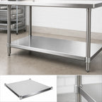 Thumbnail image #3 for John Boos SSK4-3696 Optional Stainless Steel Work Table Undershelf, 96"W x 36"D, 14-Gauge Type 300, Satin Finish