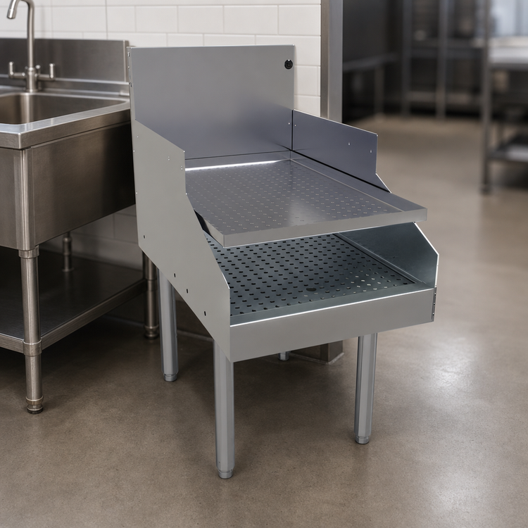 Product image #3 for Glastender 18-Inch x 29-Inch Free-Standing Recessed Stainless Steel Drainboard