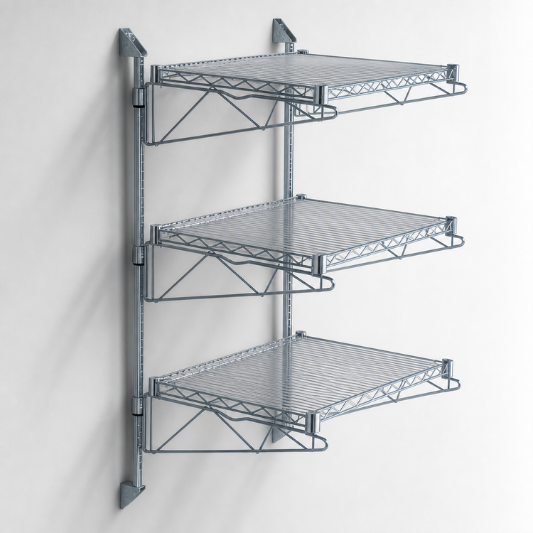 Product image #3 for Quantum 3-Shelf Wall-Mounted Cantilever Wire Shelving Starter Unit
