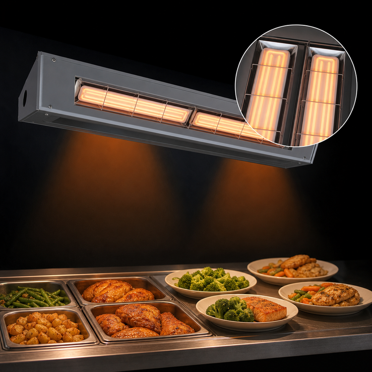 Product image #3 for Hatco Ultra-Glo® 72-Inch Double Ceramic Infrared Food Warmer