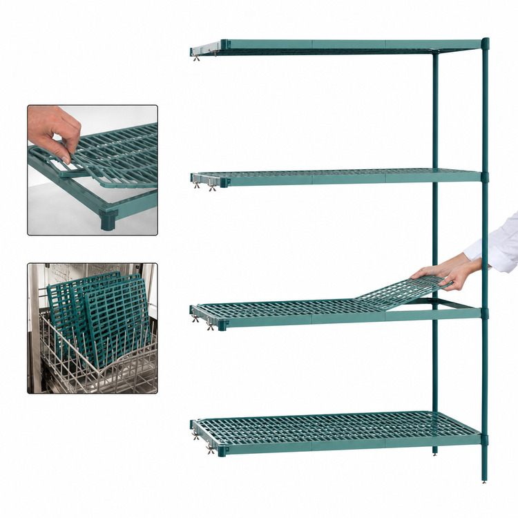 Product image #3 for Metro Super Erecta Pro 24"W x 24"D x 63"H Green Louvered Polymer Shelving Add-On Unit, 4 Shelves