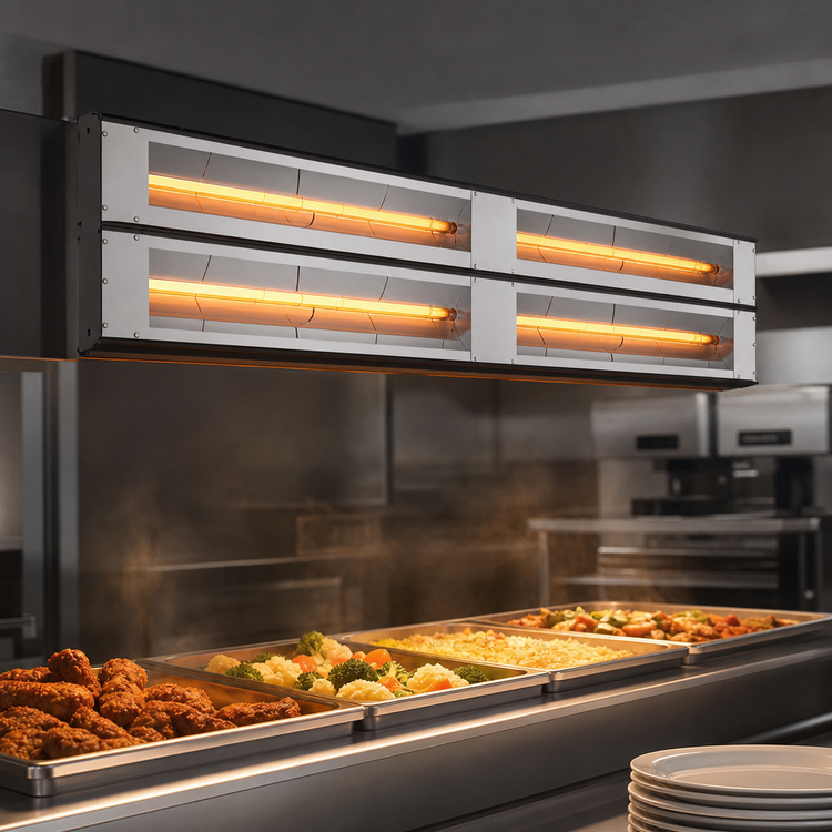 Product image #3 for Hatco Glo-Ray 54-Inch Double Infrared Strip Heater, 6-Inch Spacer, Unlighted Aluminum, 3000 Watts