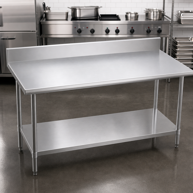 Product image #3 for Duke 400-Series Stainless Steel Work Table with 5-Inch Riser and Stainless Undershelf, 48 x 36 Inches