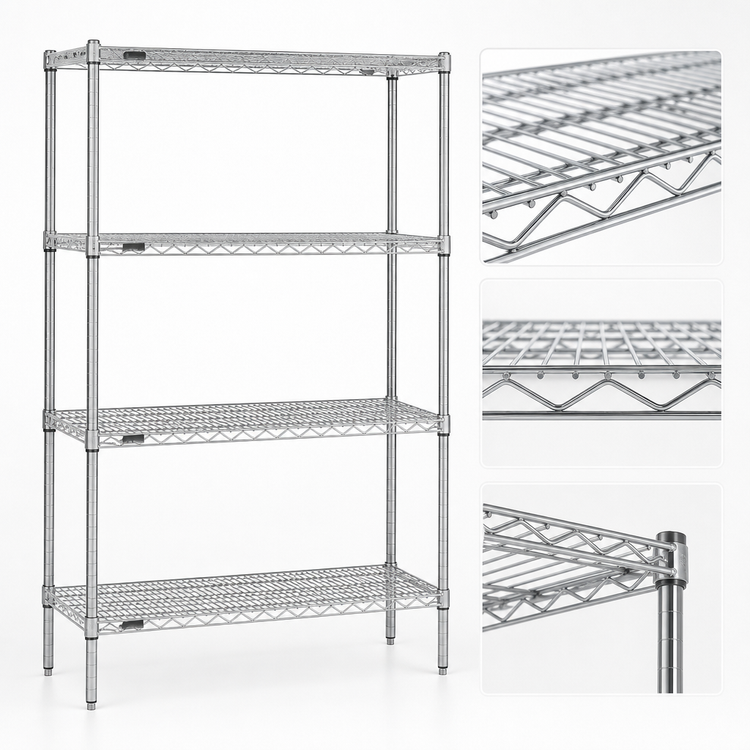 Product image #3 for EAGLEbrite Red-i-Pak 4-Tier Stationary Wire Shelving Unit, 36 x 24 x 63 Inches, Zinc Finish