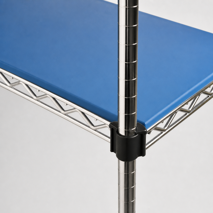 Product image #3 for Eagle Group QuadPlus Solid Blue Polymer Shelf Mat with Quad-Adjust Chrome Frame, 48 x 18 Inches