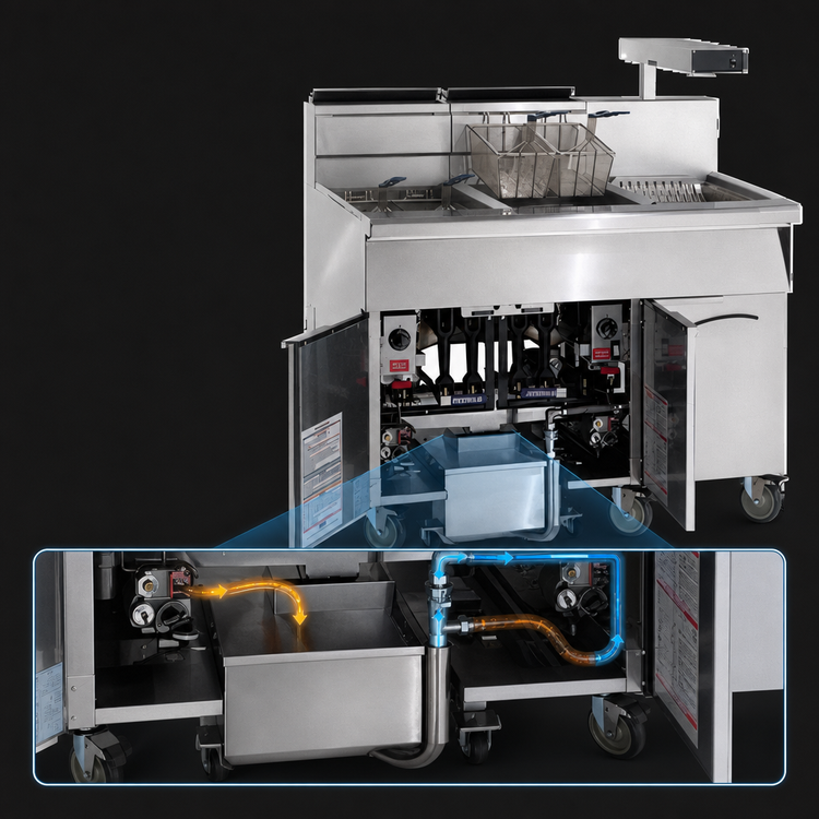 Product image #3 for Imperial 50 lb Gas Floor Model Fryer/Filter System with Computer Controls and Drain Station