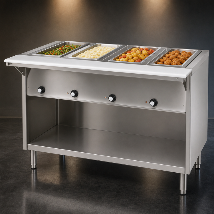 Product image #3 for Spec-Master 63-1/2-Inch Natural Gas Hot Food Table with 4 Dry Wells, Enclosed Base, and Cutting Board