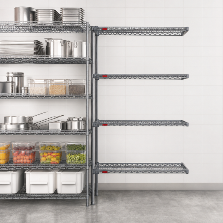 Product image #3 for Eagle Valu-Master 4-Tier Add-On Wire Shelving Unit, 30 x 18 x 74 Inch, Pewter Gray Epoxy