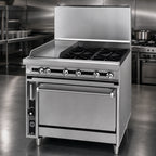Thumbnail image #3 for Jade Range (Middleby) Titan JTRH-24IP-2-36 36-Inch Heavy-Duty Gas Range with 2 Open Burners, 24-Inch Plancha, Standard Oven