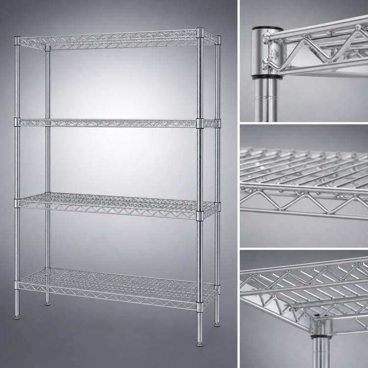Product image #3 for Eagle Group 4-Tier Starter Wire Shelving Unit, 48W x 24D x 63H, Stainless Steel Finish