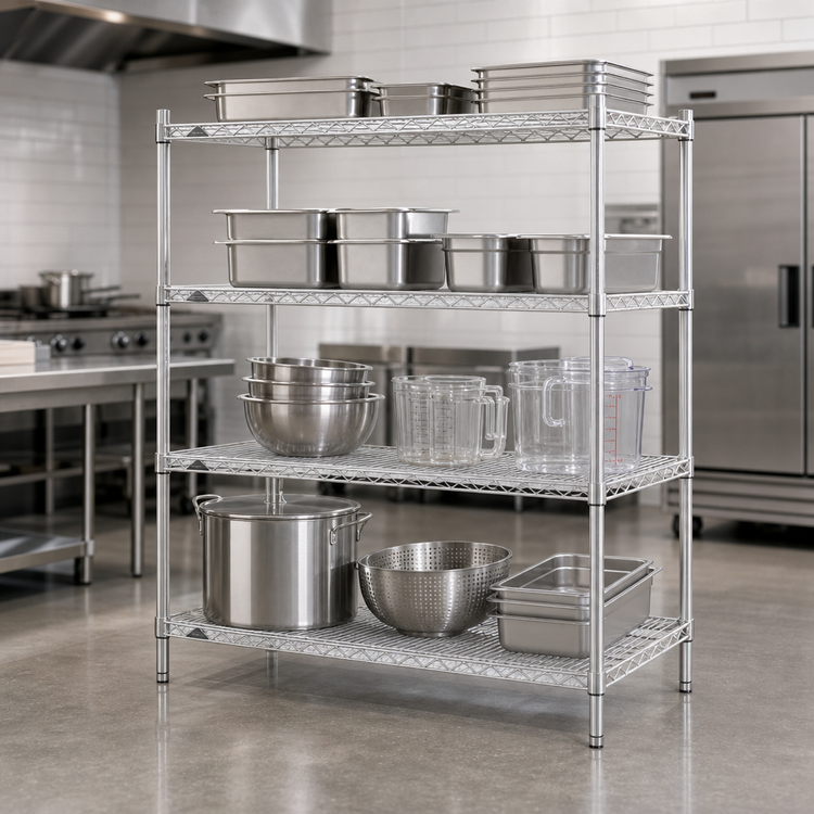 Product image #3 for Metro Super Erecta 42-Inch Wide Chrome-Plated Stationary Wire Starter Shelving Unit, 4 Shelves