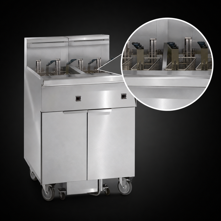 Product image #3 for Imperial IFSSP250ET Electric Floor Model Dual-Tank 50 lb. Fryer with Built-In Space Saver Filter System