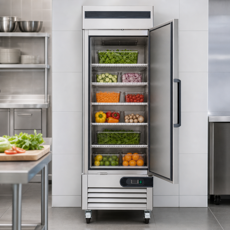 Product image #3 for Migali Competitor Series® 27-Inch One-Section Reach-In Refrigerator, 23 Cu. Ft., Bottom Mount, Solid Locking Door, Stainless Steel
