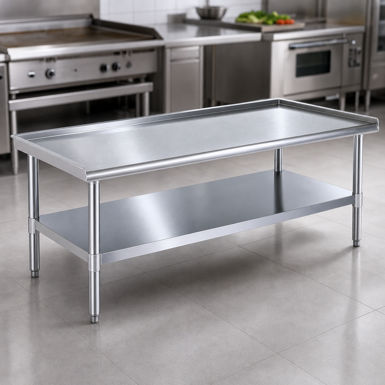 Product image #3 for Eagle Group 16-Gauge Stainless Steel Griddle/Equipment Stand with Undershelf, 60-3/8 Inch W x 24-3/8 Inch D x 25-1/4 Inch H