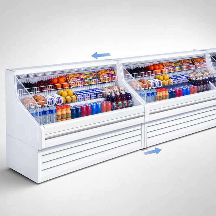 Product image #3 for Howard-McCray Ovation Series 75-Inch Wide Remote Open-Air Merchandiser, 44-Inch High, Straight Plexi, White, LED Lighting