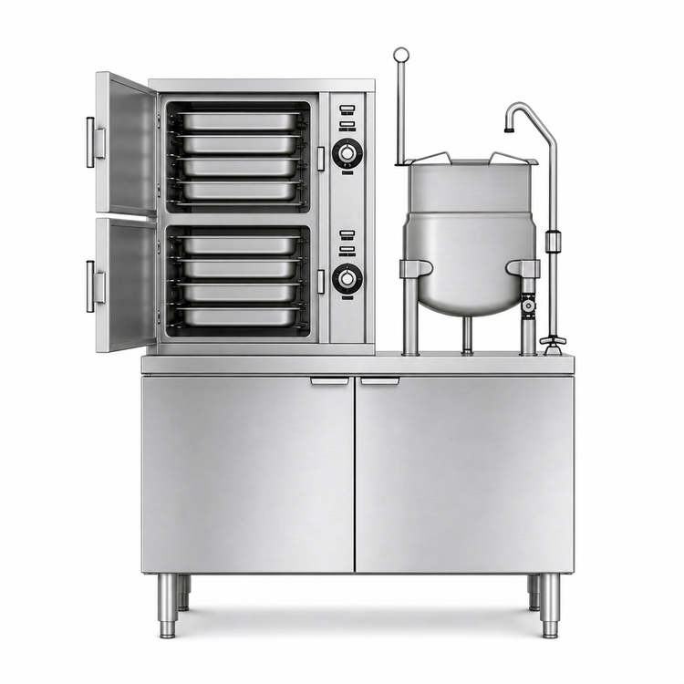 Product image #3 for Crown SCX-10-6 Two Compartment Full-Size Convection Steamer with 6-Gallon Kettle