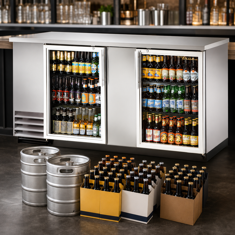 Product image #3 for True Two-Section Back Bar Cooler with Glass Doors, 69-1/8 Inches Wide, Left-Side Condensing Unit