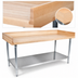 Thumbnail image #3 for John Boos 60 Inch x 36 Inch Bakers' Table with 1-3/4 Inch Maple Top, Stainless Steel Undershelf, and Coved Riser