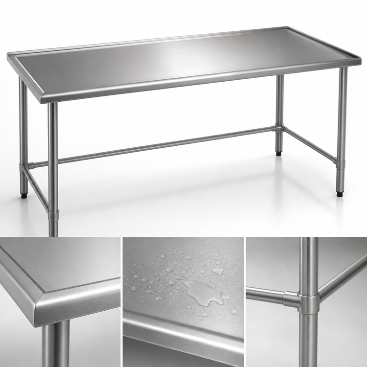 Product image #3 for Eagle Group Spec-Master Marine Series Stainless Steel Work Table, 84" W x 48" D, Box Marine Edge