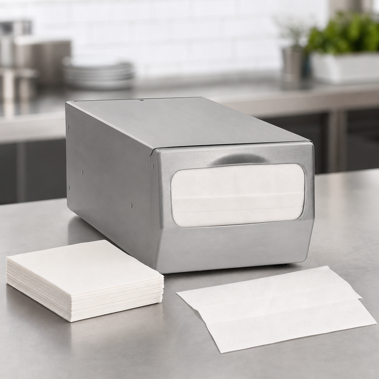 Product image #3 for Dispense-Rite Countertop 1-Sided Full-Fold Napkin Dispenser with Brushed Satin Steel Faceplate