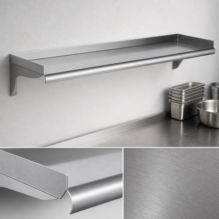 Product image #3 for Eagle Group 72 Inch x 12 Inch Wall-Mounted Stainless Steel Shelf, 14 Gauge 304