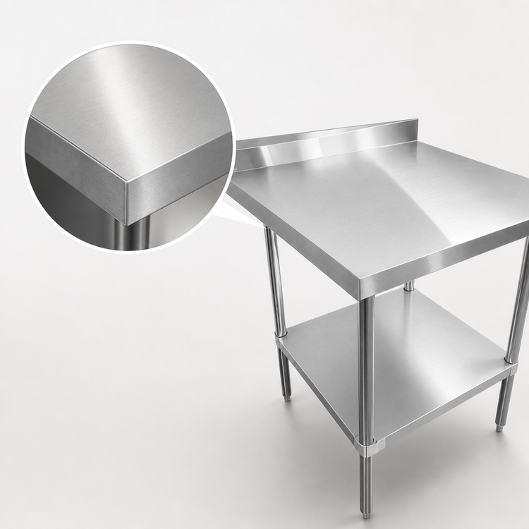 Product image #3 for Sapphire 30-Inch x 24-Inch Stainless Steel Work Table with 5-Inch Backsplash and Undershelf