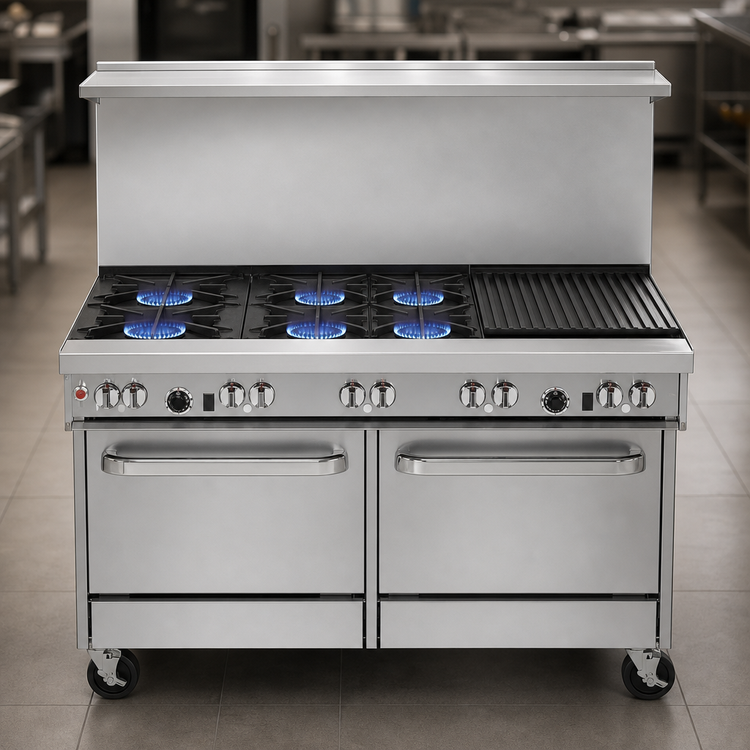 Product image #3 for Southbend Ultimate 60-Inch Gas Restaurant Range with 4 Burners, 36-Inch Charbroiler and 2 Convection Ovens