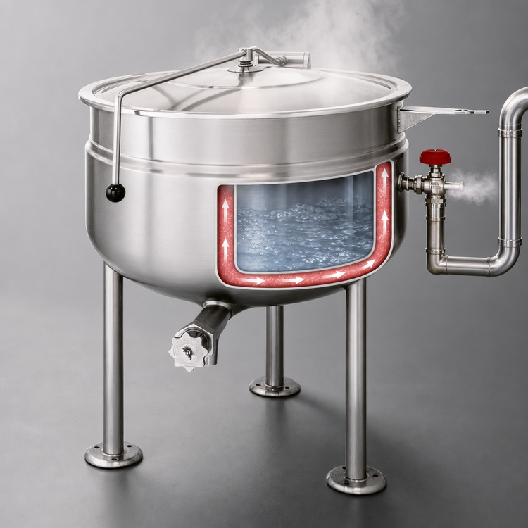 Product image #3 for Cleveland Range 100-Gallon Direct Steam Full-Jacket Steam Kettle with Open Tri-Leg Base