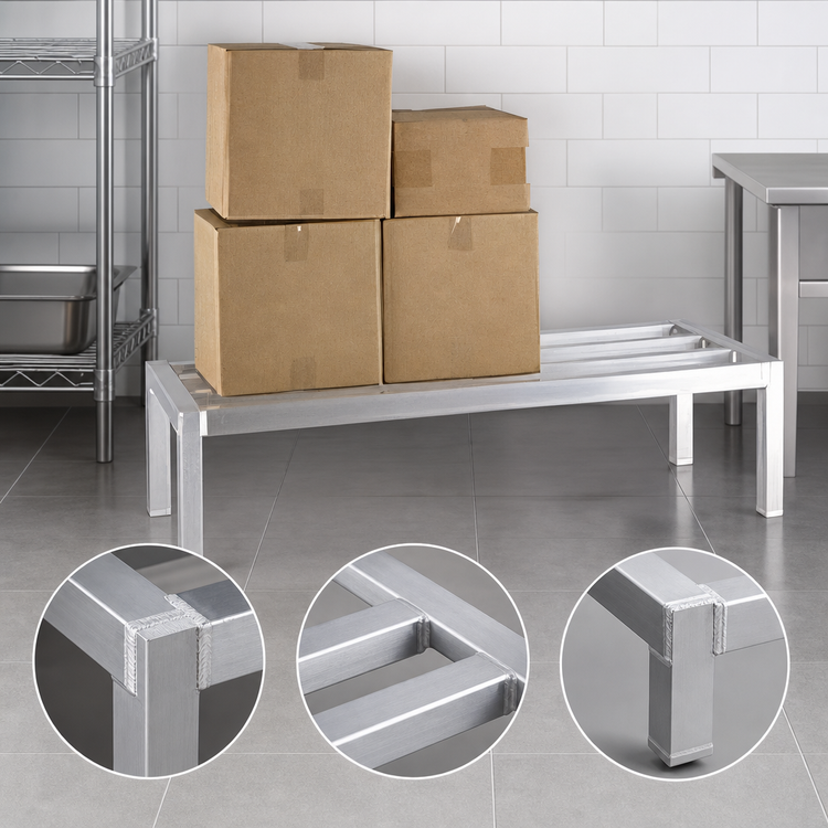 Product image #3 for New Age Heavy Duty All-Welded Aluminum Dunnage Rack, 42"W x 24"D x 12"H, 2500 lb. Capacity