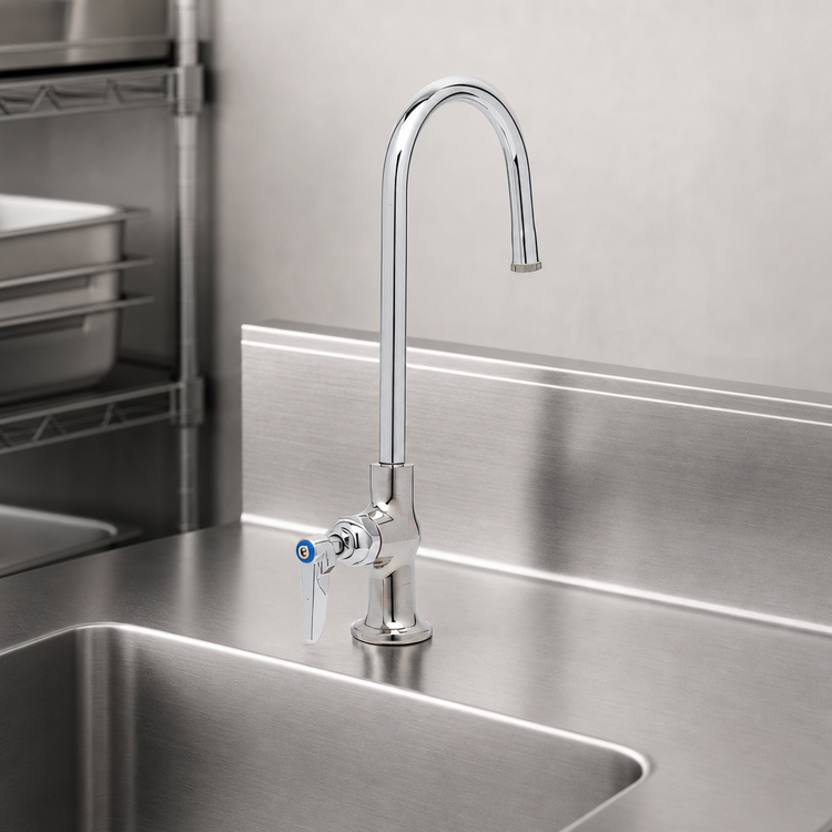 Product image #3 for T&S Brass Single Pantry Deck-Mount Faucet with 6-Inch Rigid Gooseneck Spout