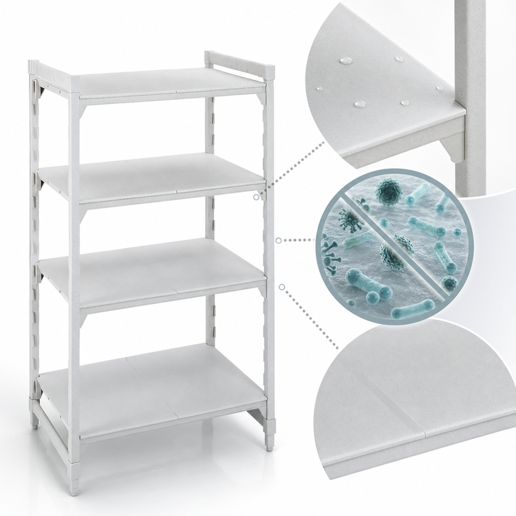 Product image #4 for Cambro Camshelving Premium 4-Shelf Solid Stationary Starter Unit, 18 x 54 x 64 Inch, Speckled Gray